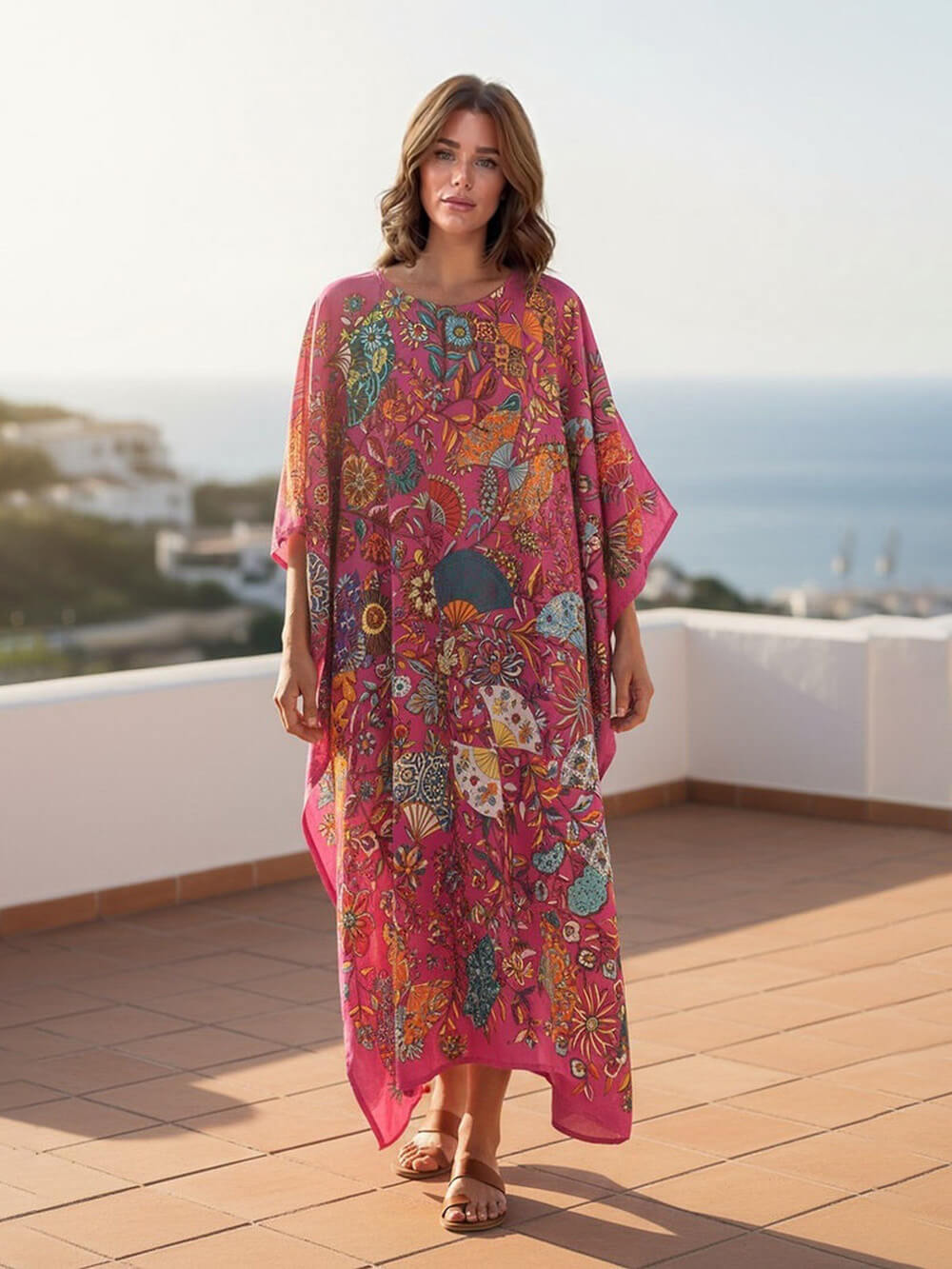Retro Satin Floral Asymmetrical Vacation Maxi Dress