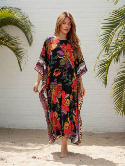 Boho Print Kimono Maxi Dress