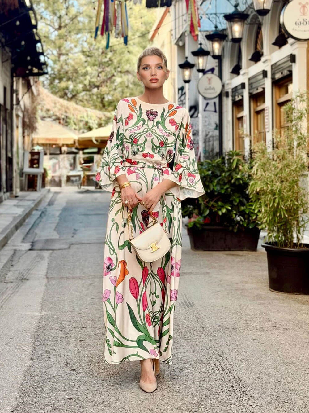 Bohemian Floral Print Loose Maxi Dress