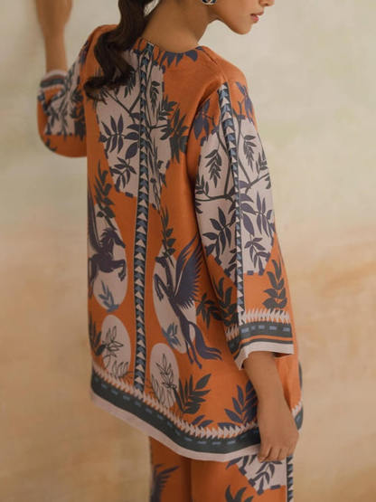 Retro Modern Floral Print Contrast Loose Oversized Shirt