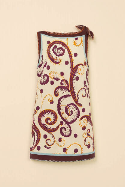 Classic Palelis Print Straight Neck Tie-Waist Mini Dress