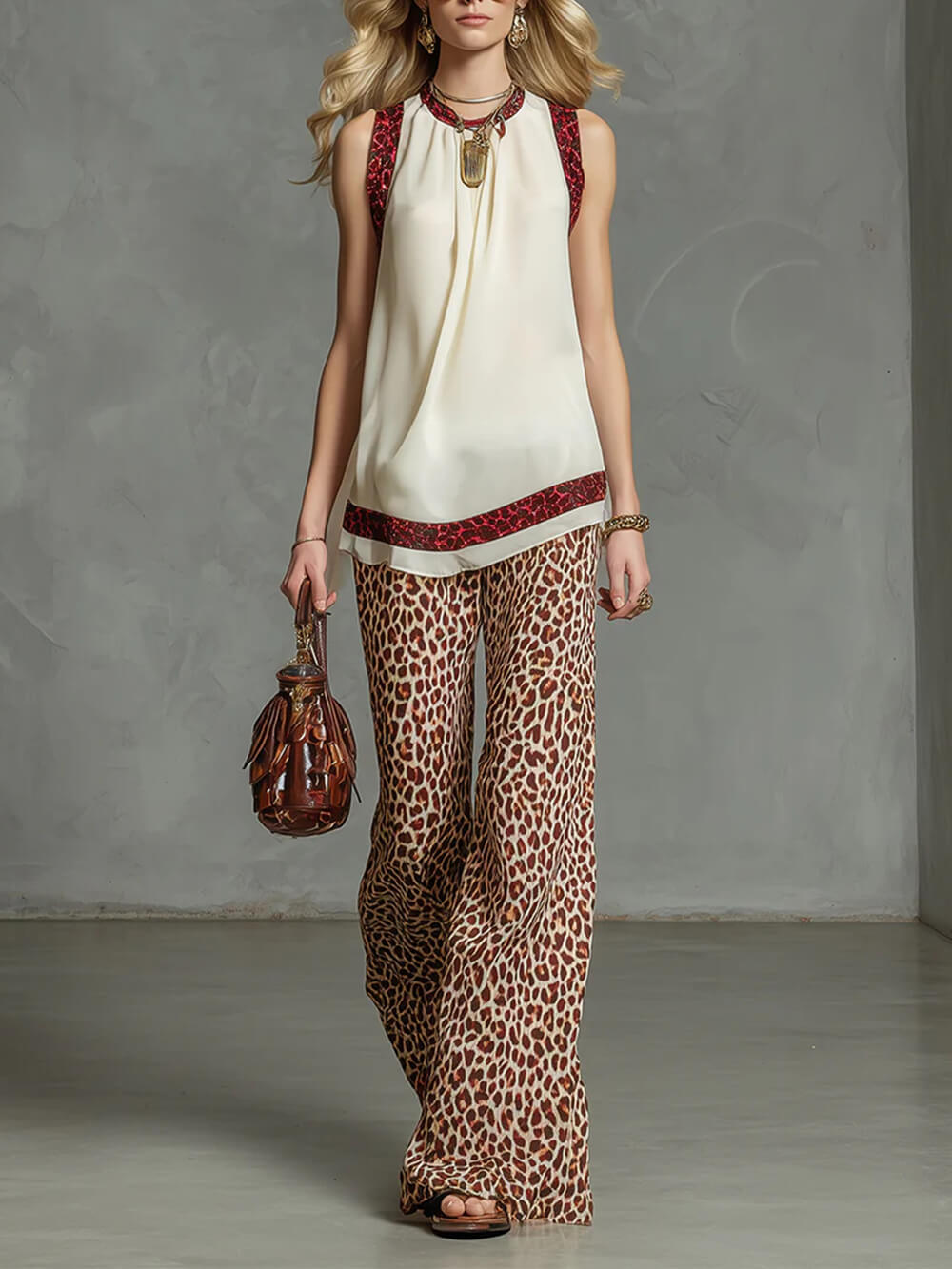 Fashion Leopard Print Chiffon Top