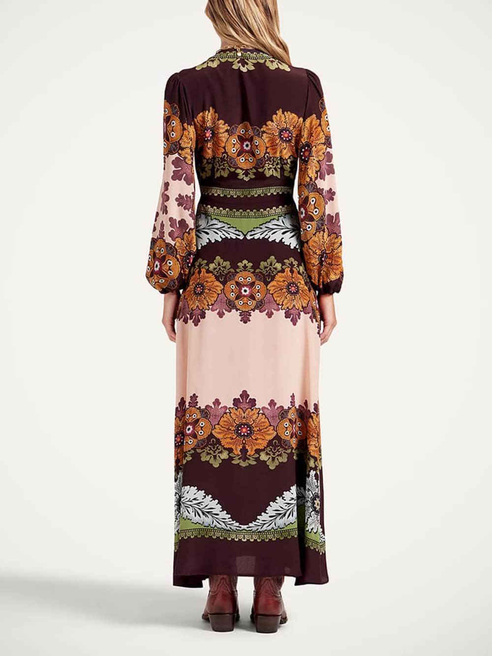 Unique Floral Print V-Neck Maxi Dress