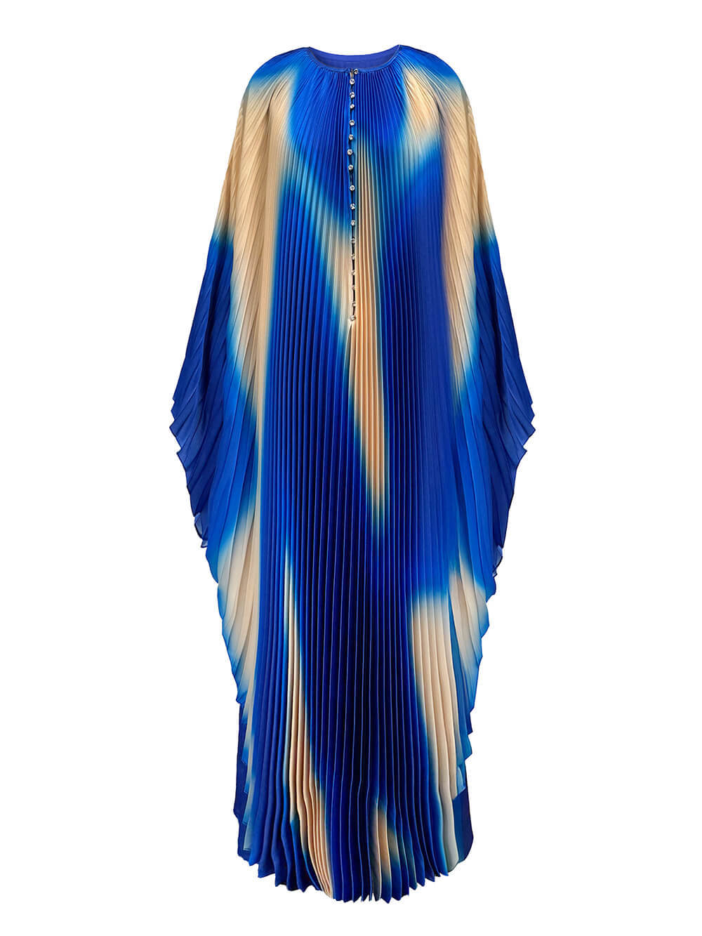 Elegant Printed Pleated Robe-Style Maxi Dress