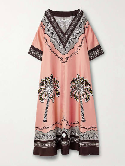 Unique Ethnic Oversized Printed Twill Maxi Dress