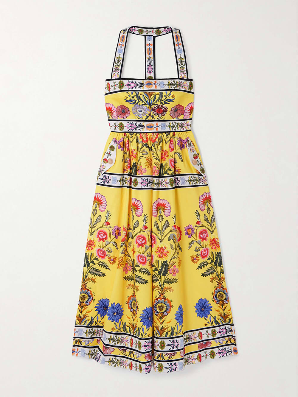 Unique Satin Floral Print Racerback With Pockets Midi Dress