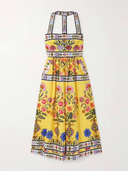 Unique Satin Floral Print Racerback With Pockets Midi Dress