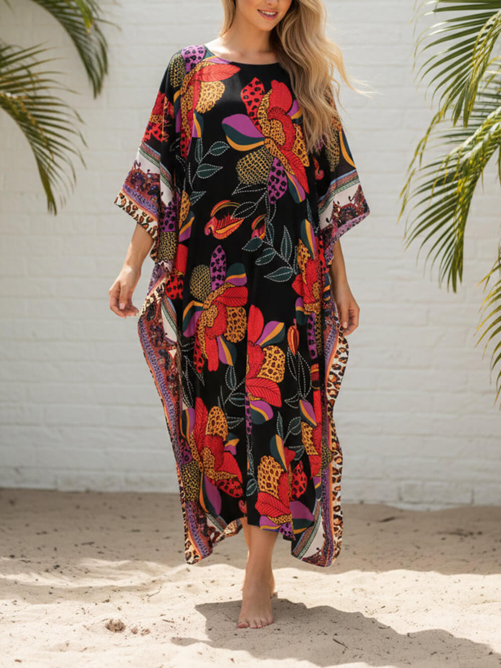 Boho Print Kimono Maxi Dress