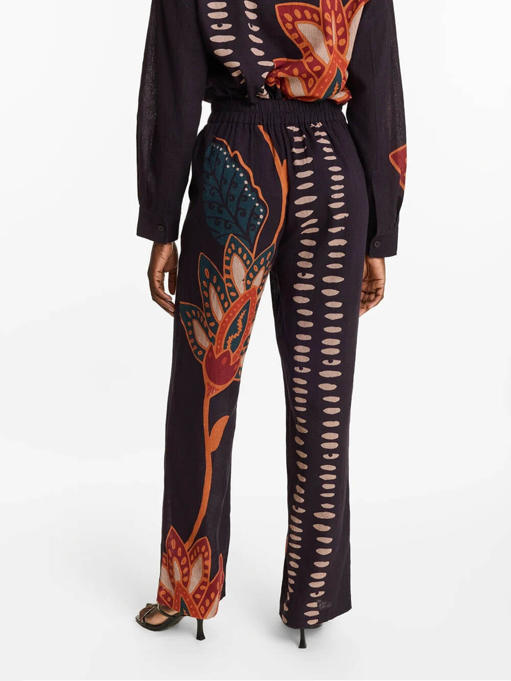 Exquisite Floral Print Linen Button-Down Loose Top