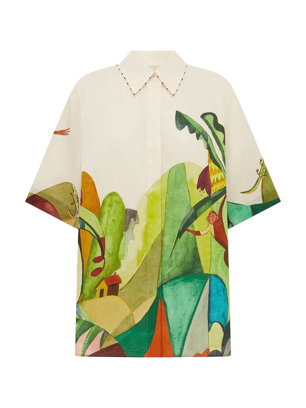 Unique Modern Linen Abstract Print Button-Down Shirt