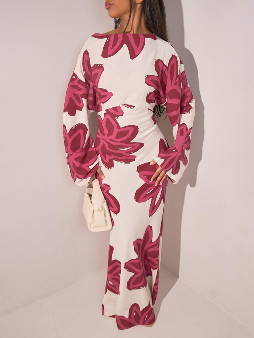 Elegant Floral Print Waist-Defined Maxi Dress