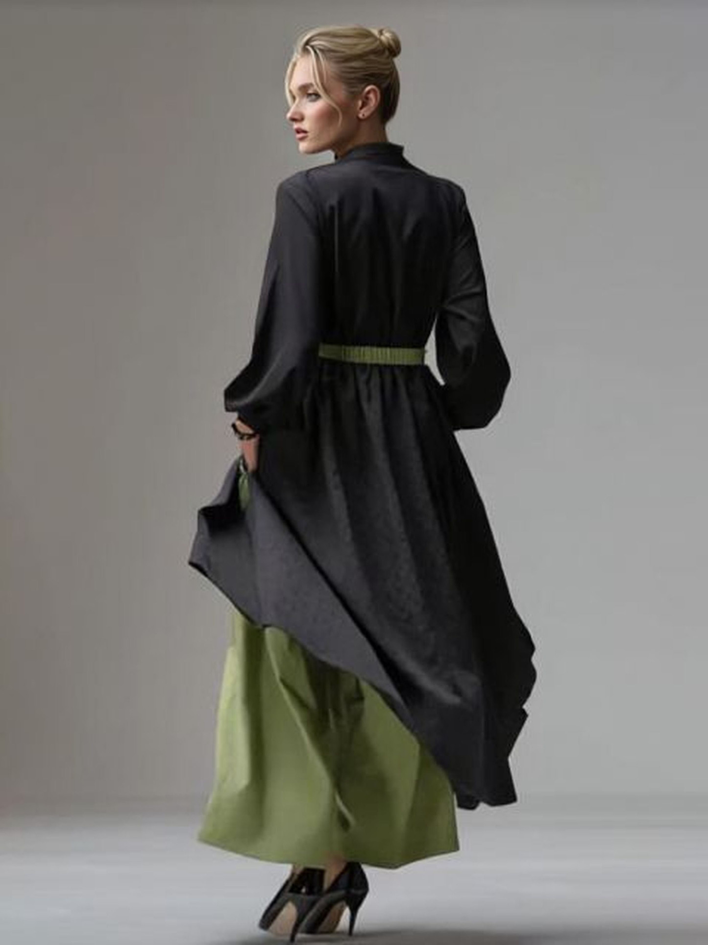 Casual V-neck Wrap-style Long Top Two-piece Set