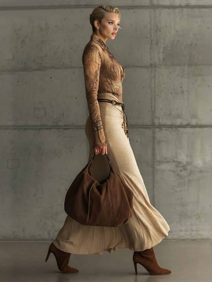 Retro Print Top And Skirt Two-piece Set