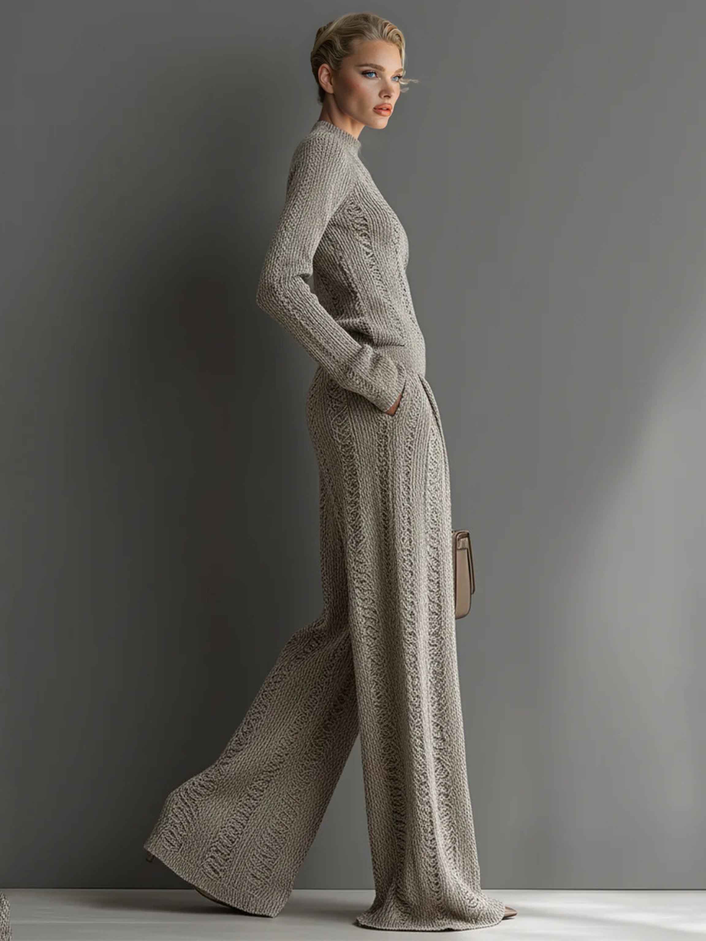 Casual Turtleneck Knitted Pullover Sweater