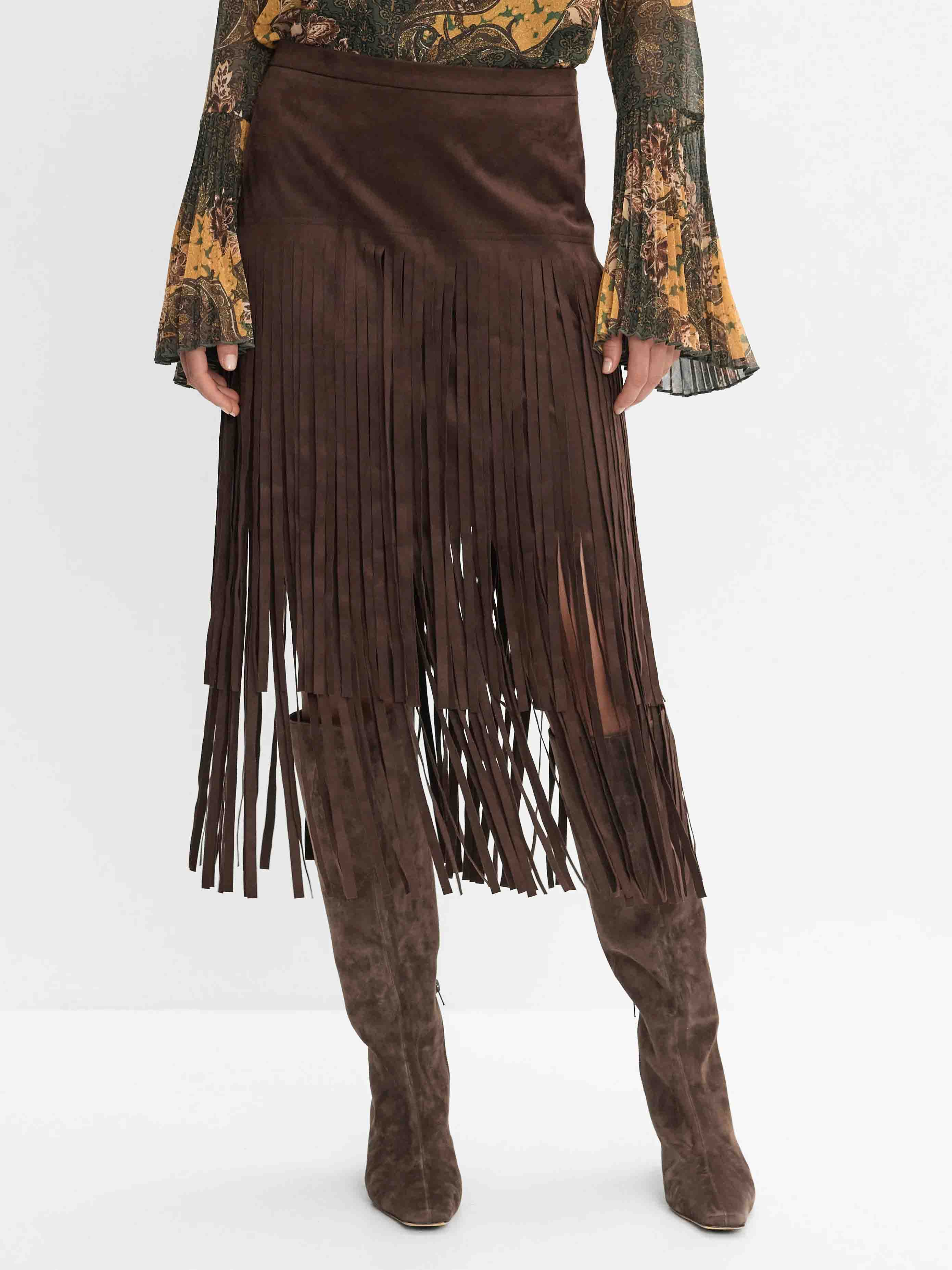 Retro High-waisted Fringed Skirt