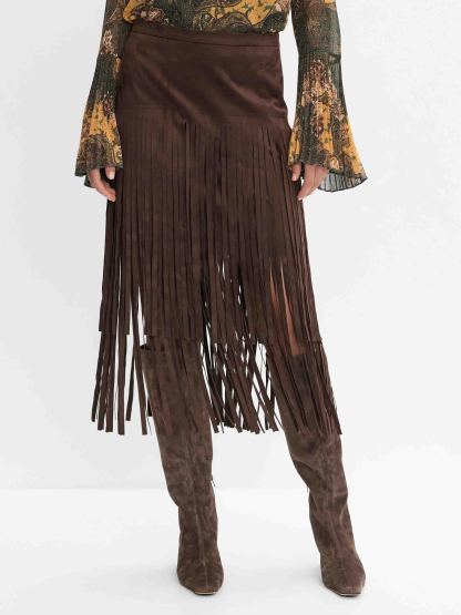 Retro High-waisted Fringed Skirt