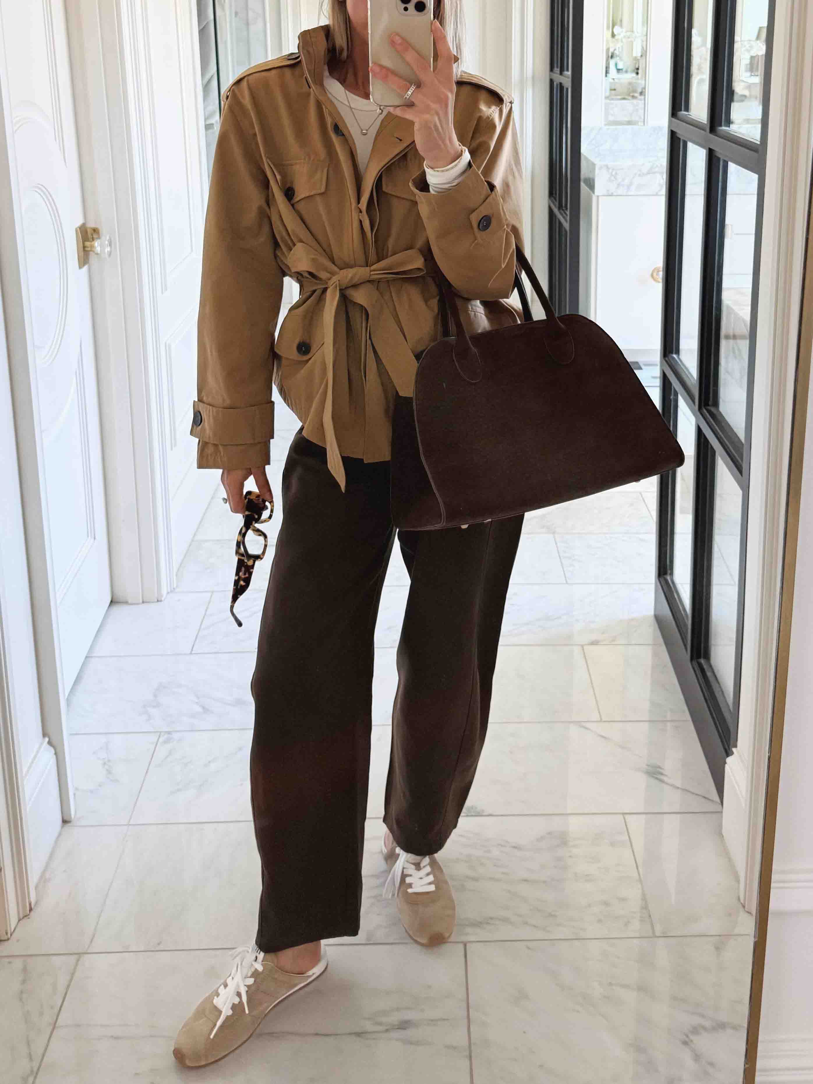 Fashionable Street-style Cropped Trench Coat