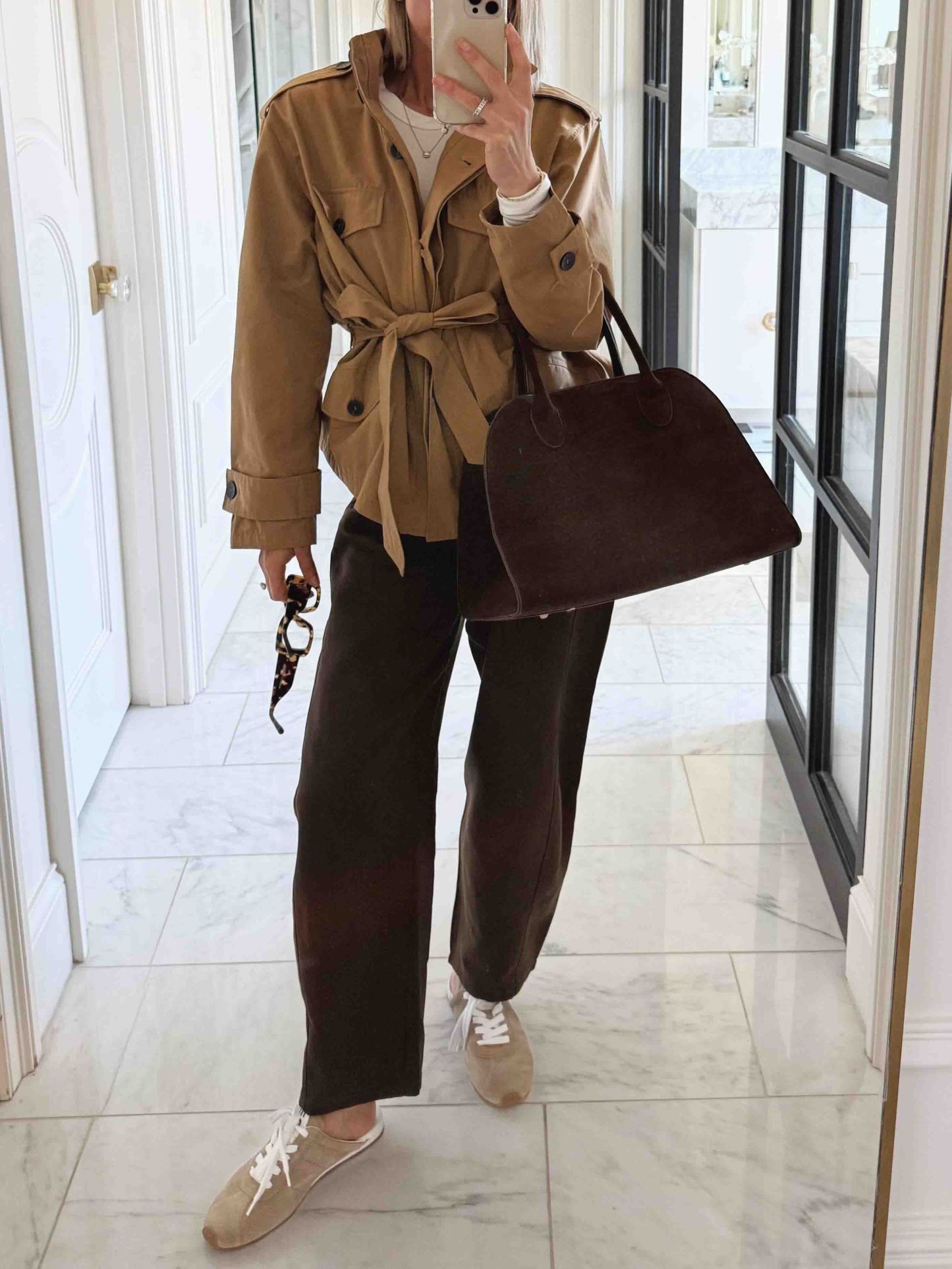 Fashionable Street-style Cropped Trench Coat