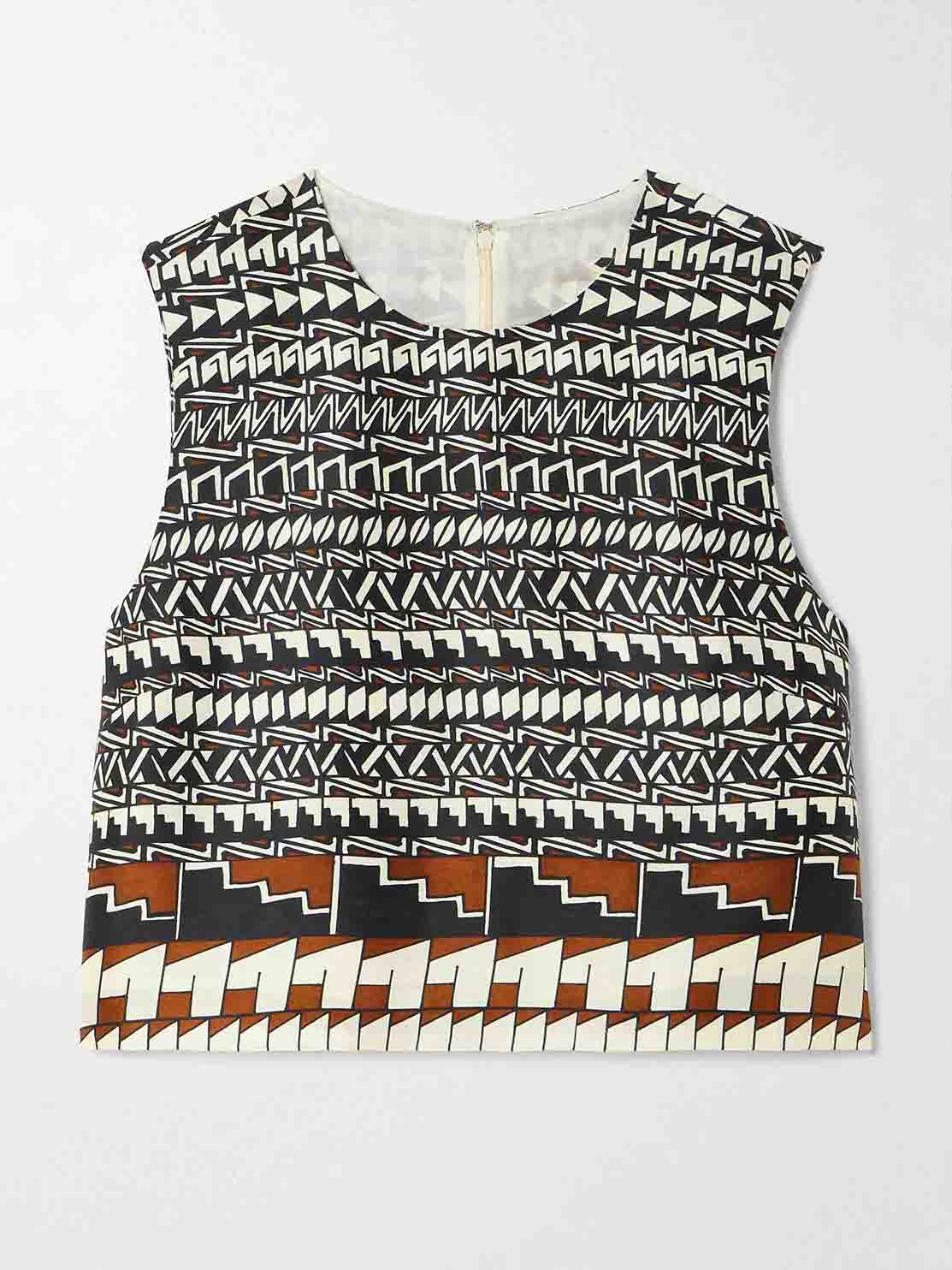 Geometric Print Satin Crop Top & Midi Skirt Two Piece Set