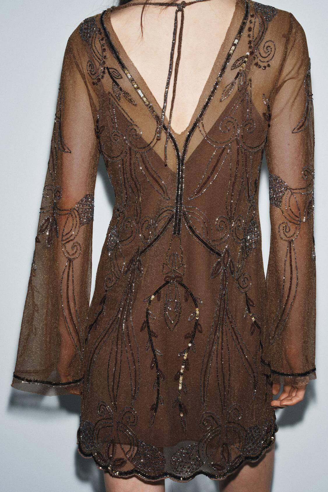 Exquisite Sequin Wavy Hemline Mini Dress