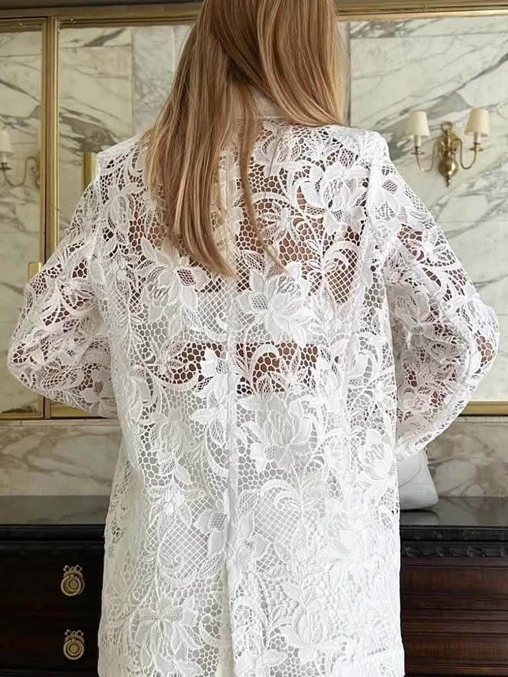 Elegant Lace Hollow Out Blazer