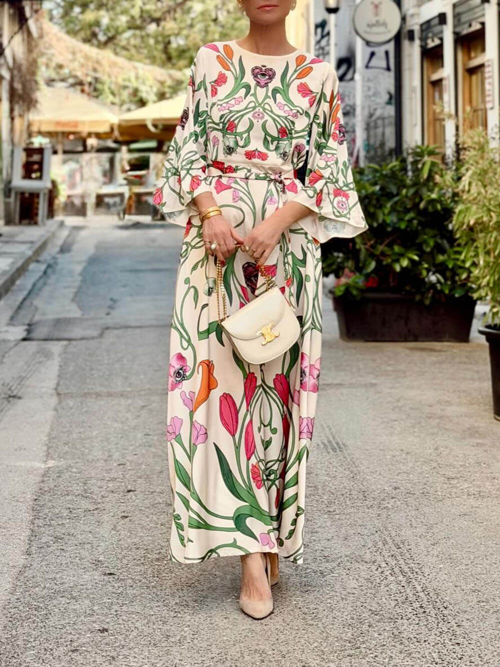 Bohemian Floral Print Loose Maxi Dress
