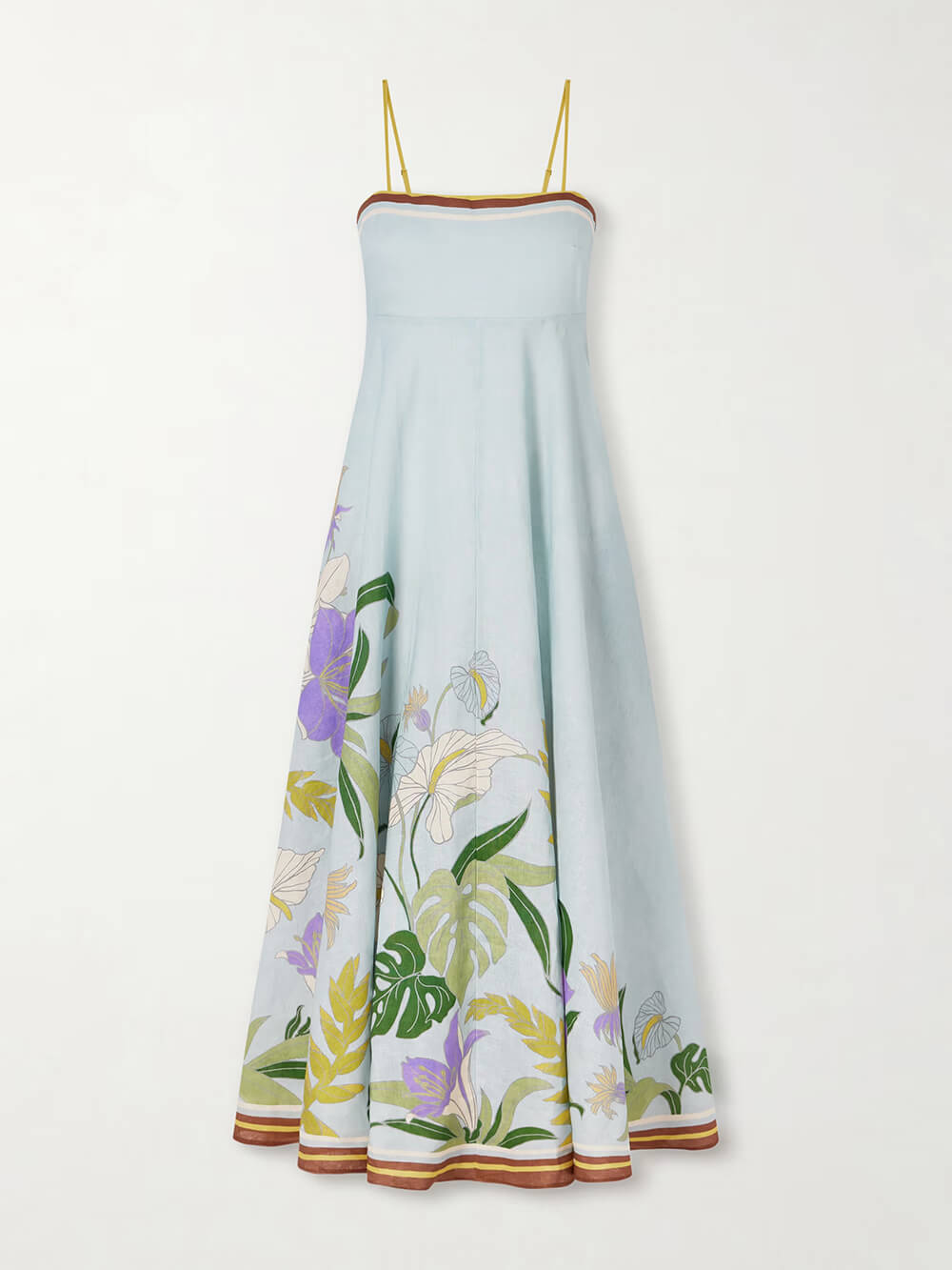 Unique Floral Print Linen Midi Dress