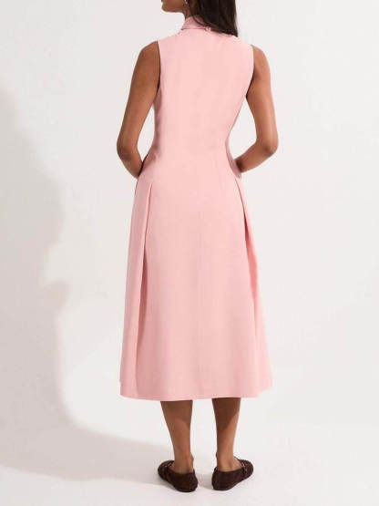 Elegant Tie-Drape Fitted Midi Dress