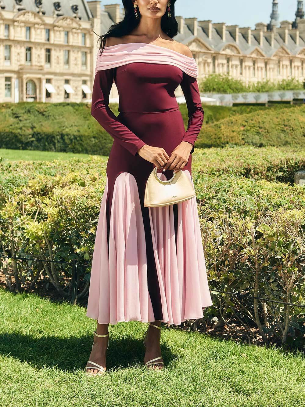 Elegant Layered Two-Tone Off-Shoulder Top