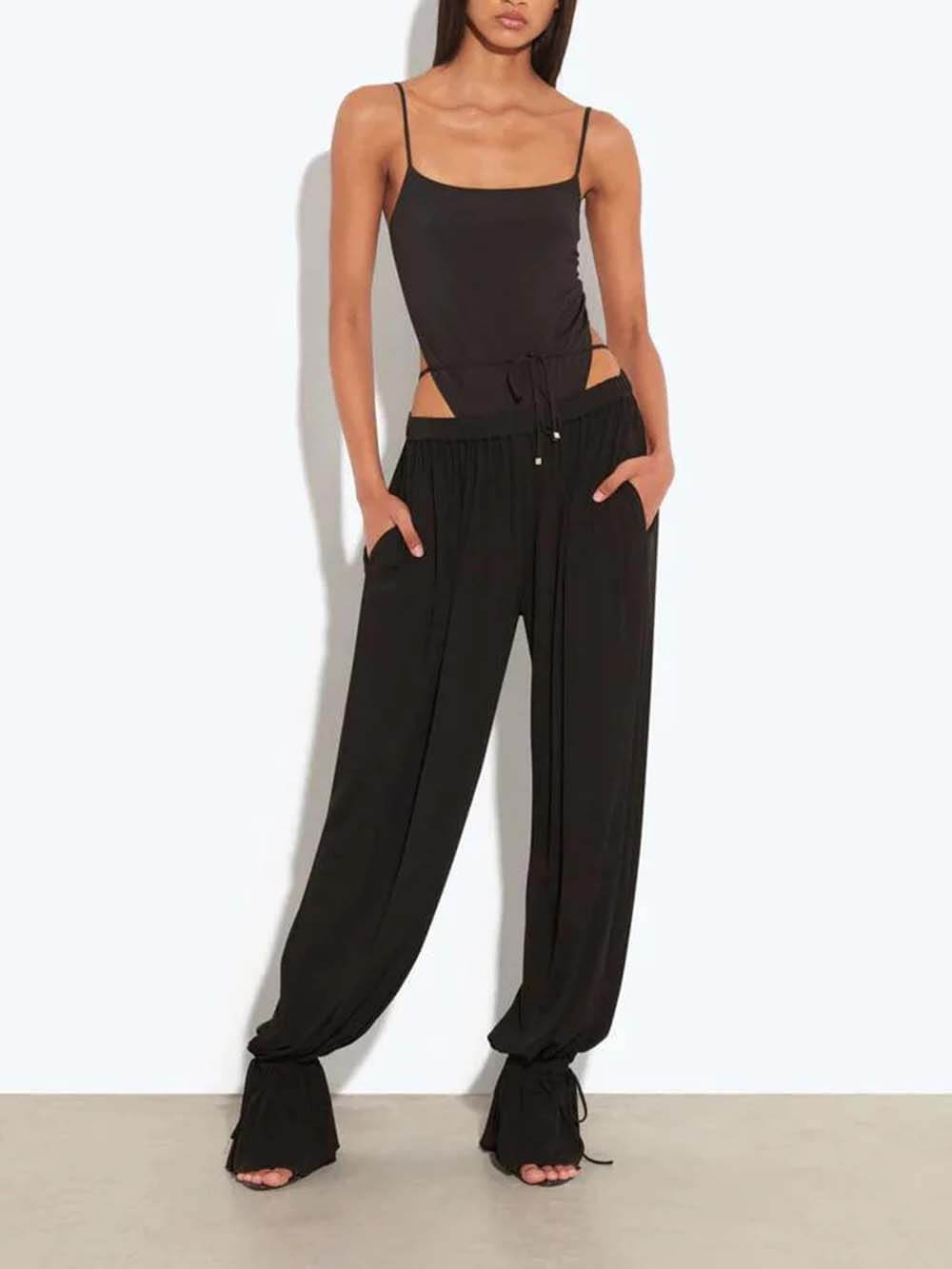 Casual Ruched Pocket Elastic Waistband Pants