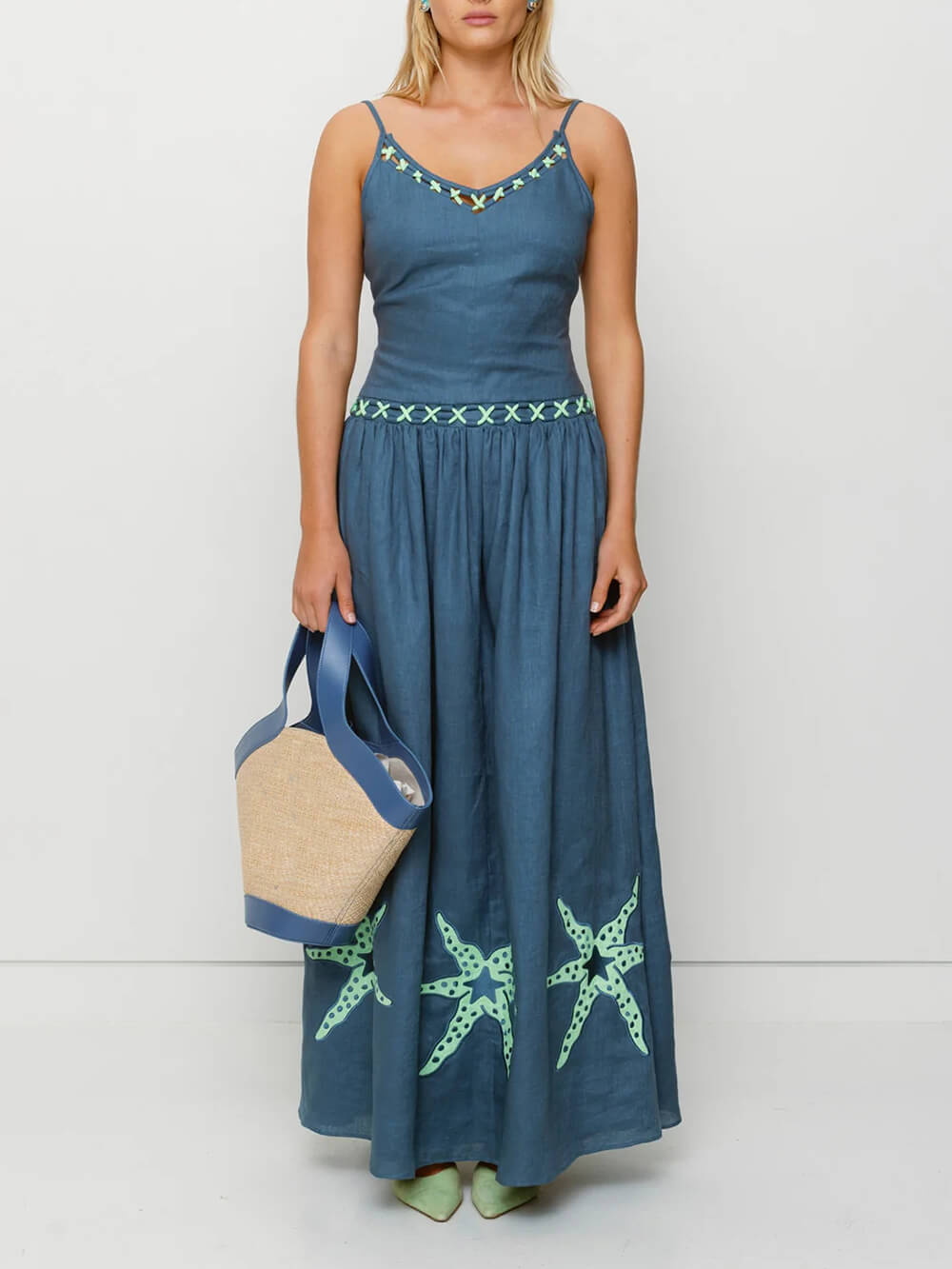 Casual Resort-Style Starfish Print Spaghetti Strap Maxi Dress