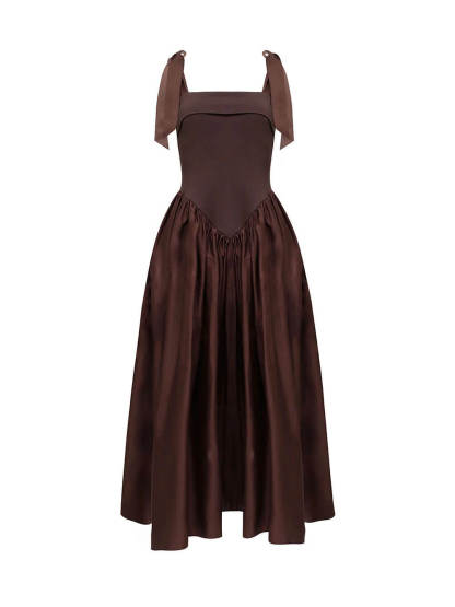 Elegant Bow Ruched Backless Maxi Dress