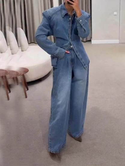 Fashionable Back-Belt Denim Casual Jacket