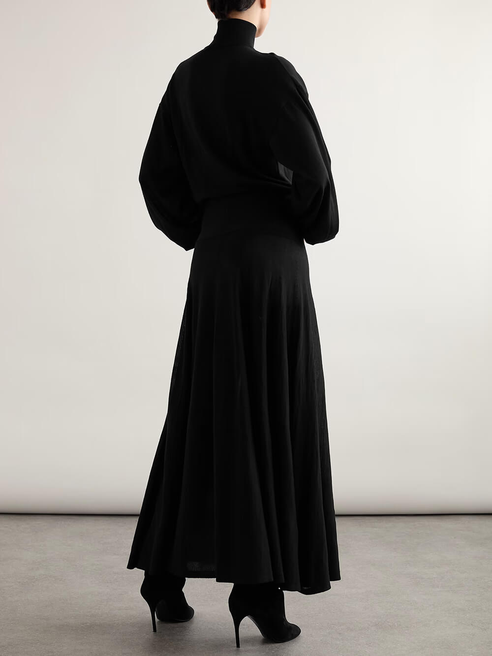 Elegant Hollow-Out Chiffon High-Neck Maxi Dress