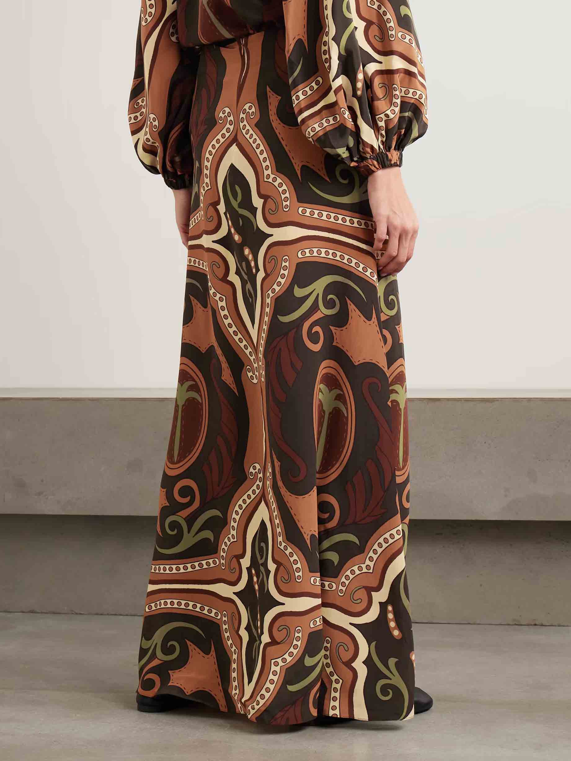 Retro Tung Palm Tree Print Long Skirt