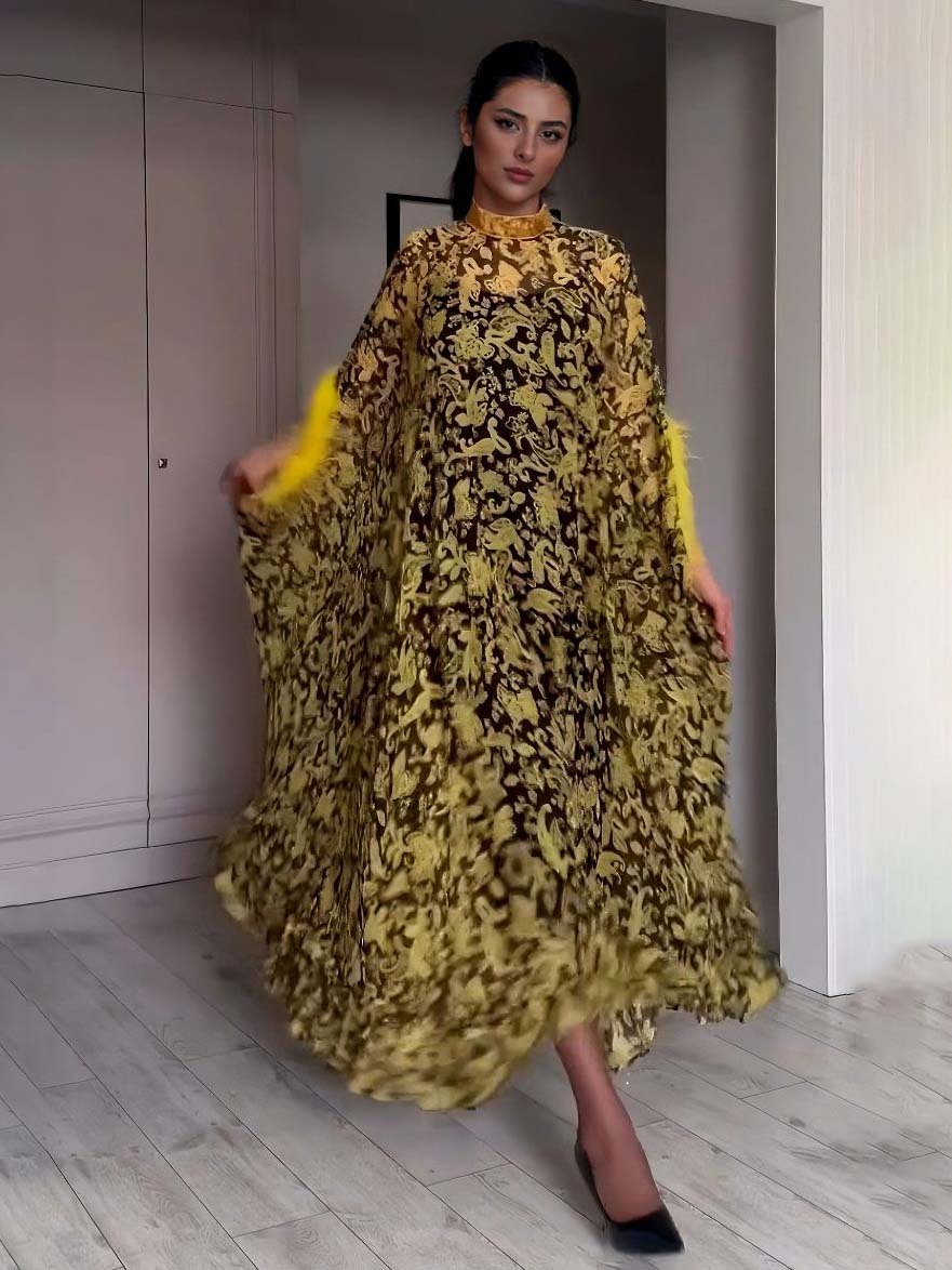 Exquisite Chiffon Printed Kaftan Maxi Drasss