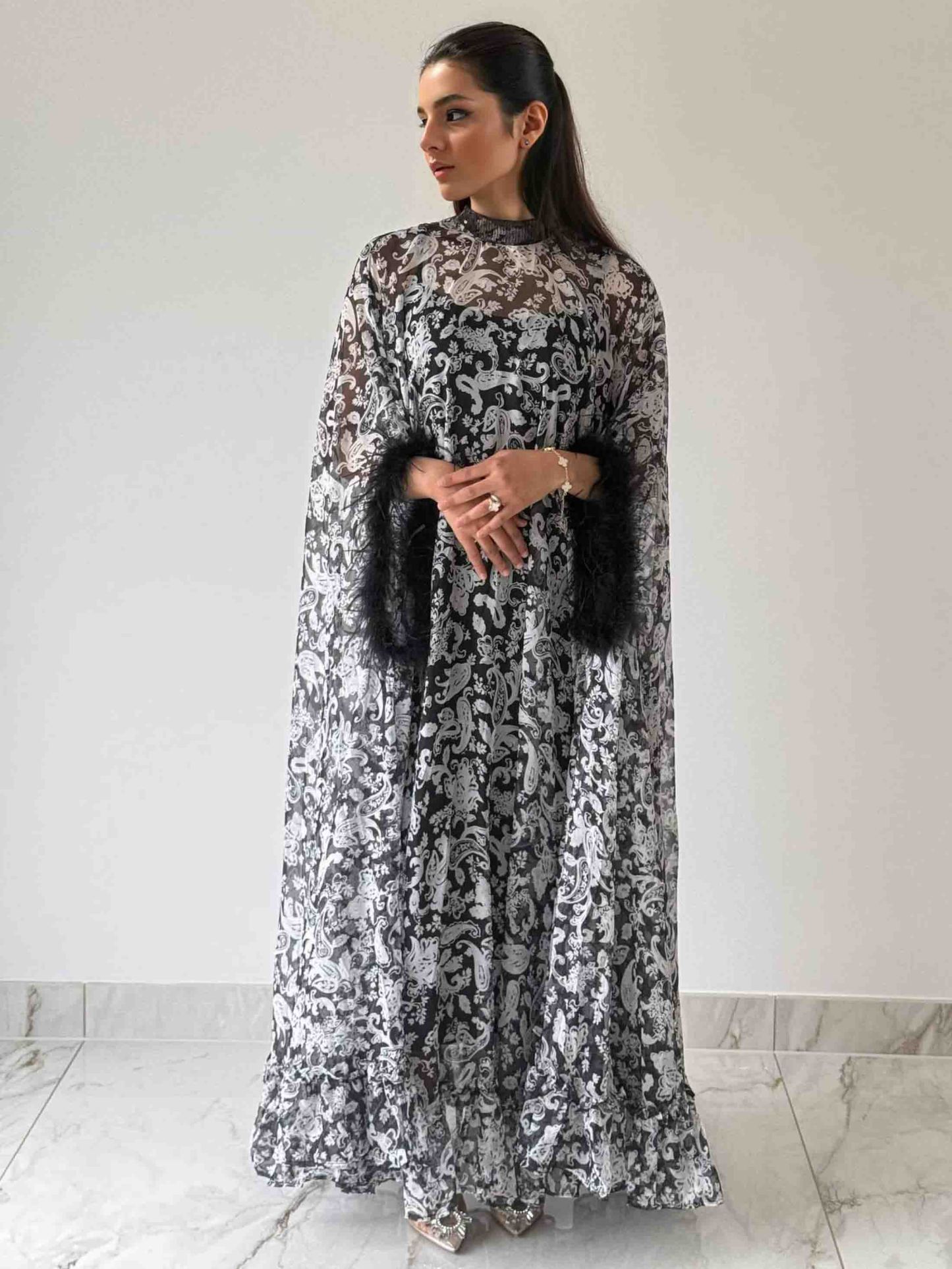 Exquisite Chiffon Printed Kaftan Maxi Drasss