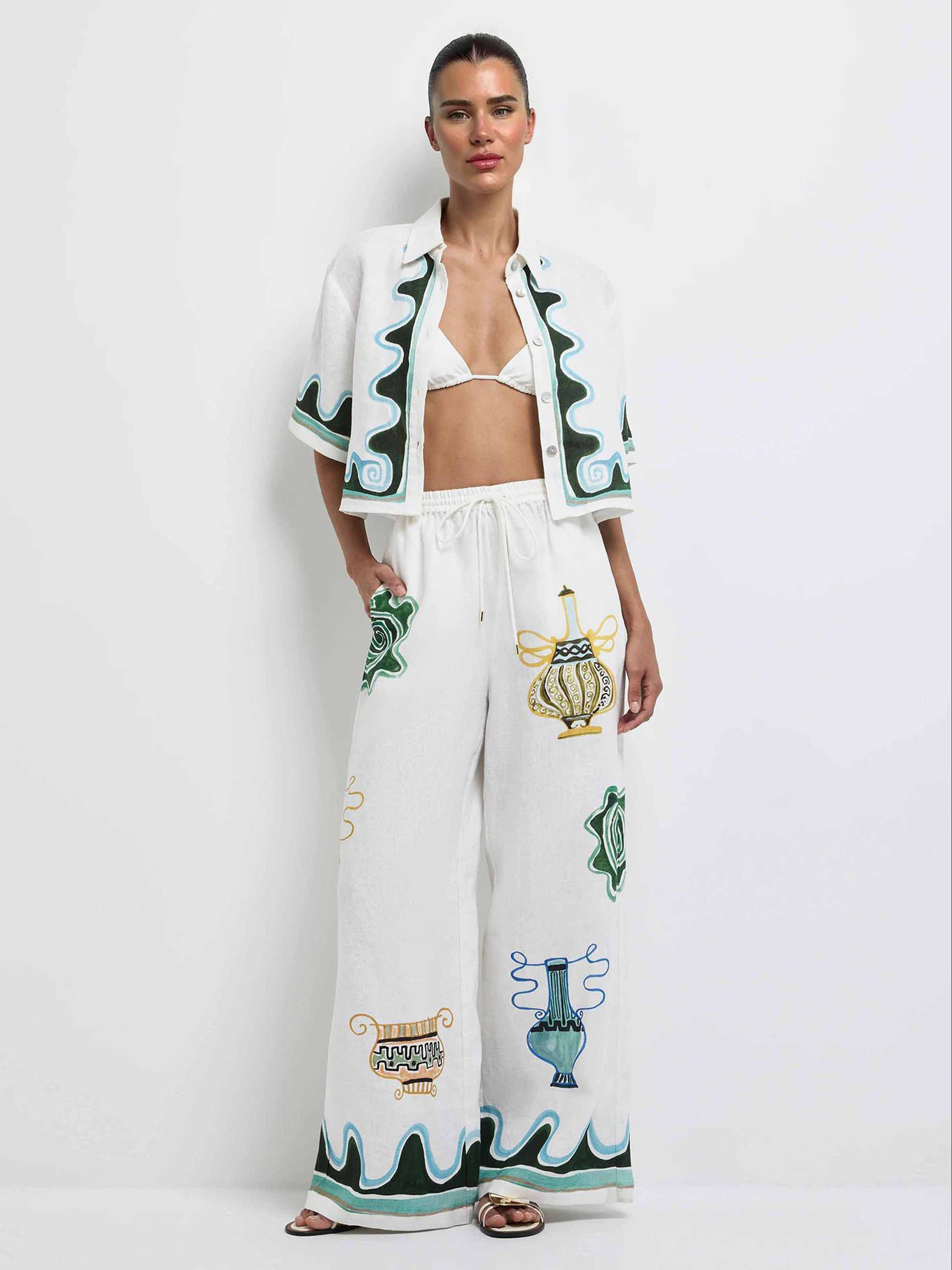 Exquisite Abstract Print Short Shirt