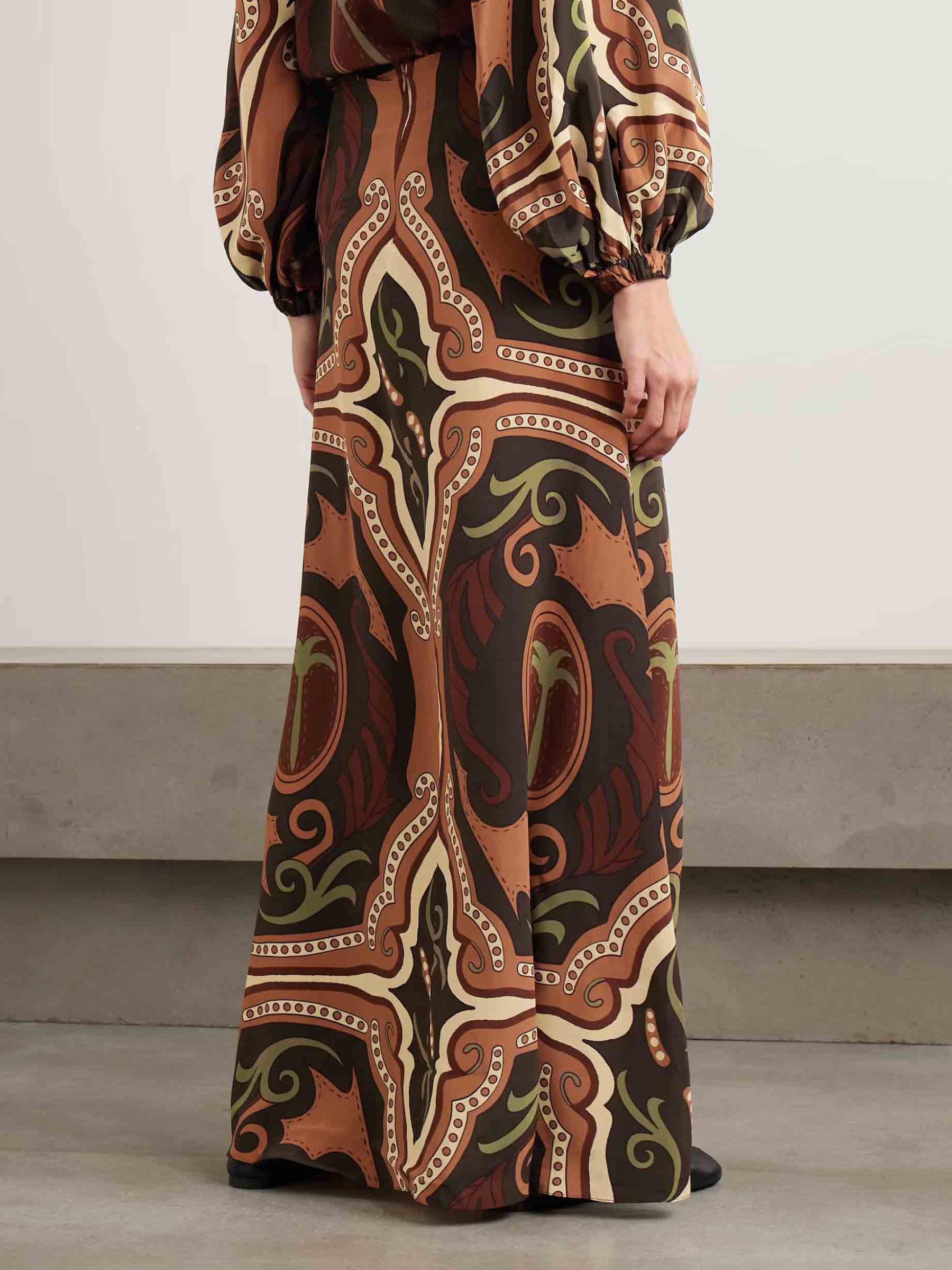 Retro Tung Palm Tree Print Long Skirt