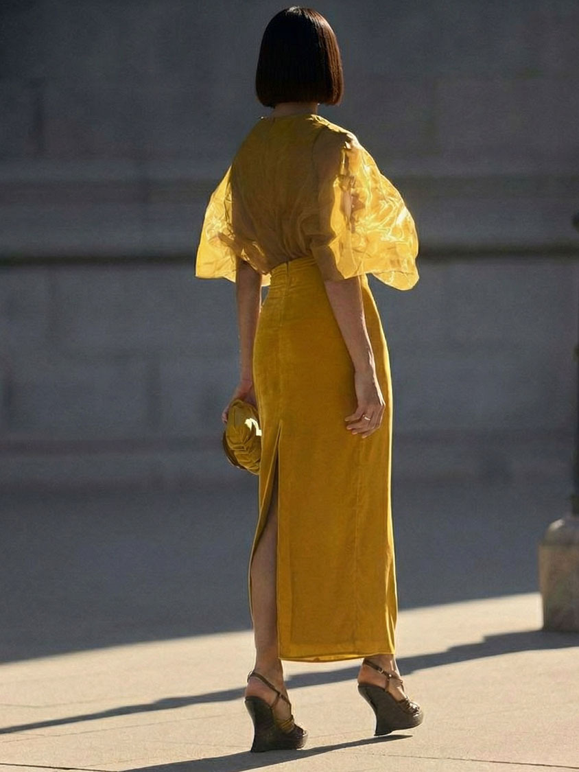 Elegant Organza Pleated V-neck Velvet Maxi Dress