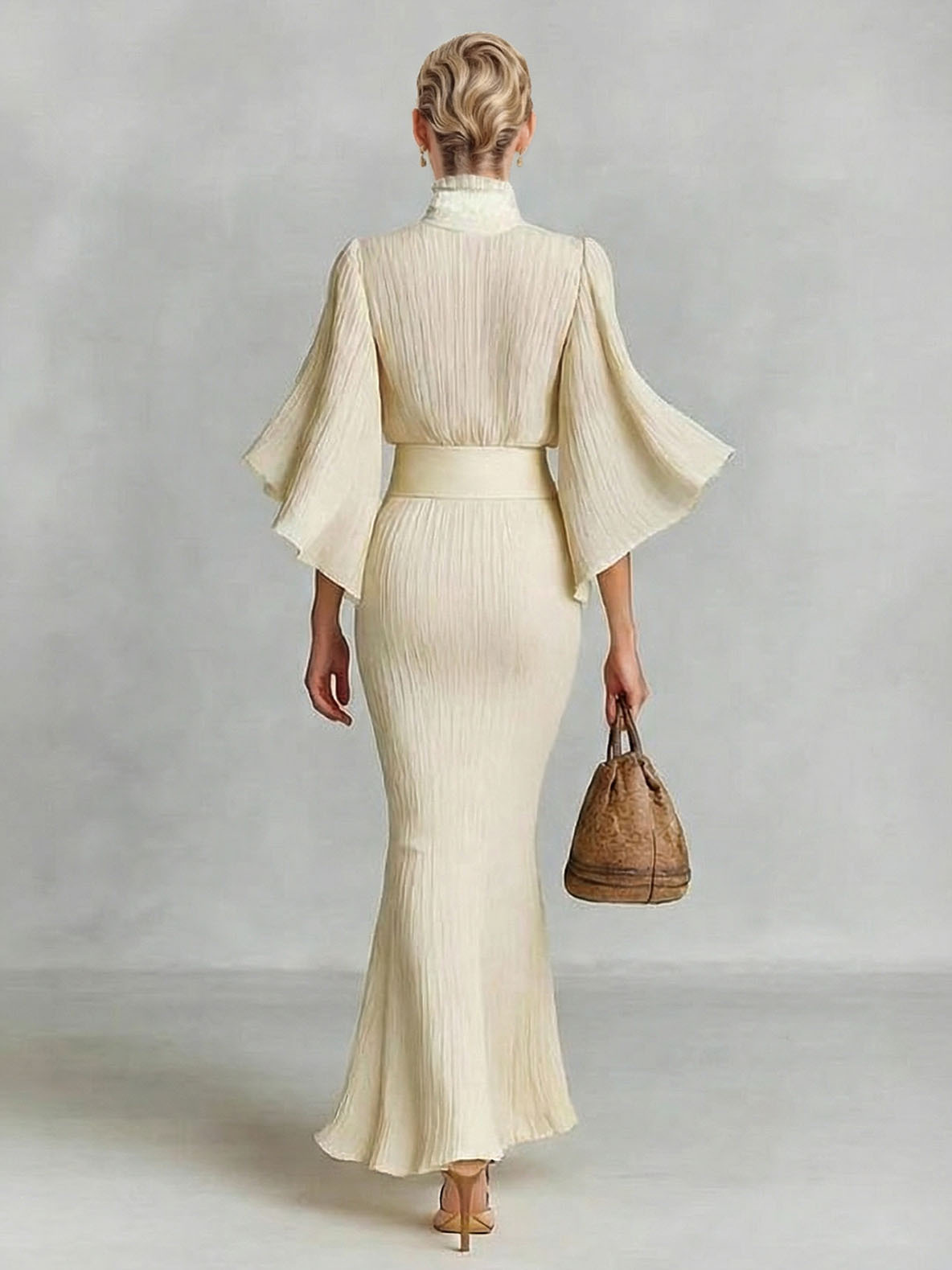 Elegant Pleated Top & Skirt Two-Piece Set