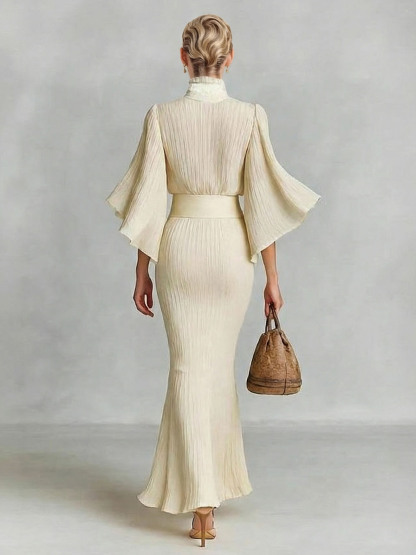 Elegant Pleated Top & Skirt Two-Piece Set