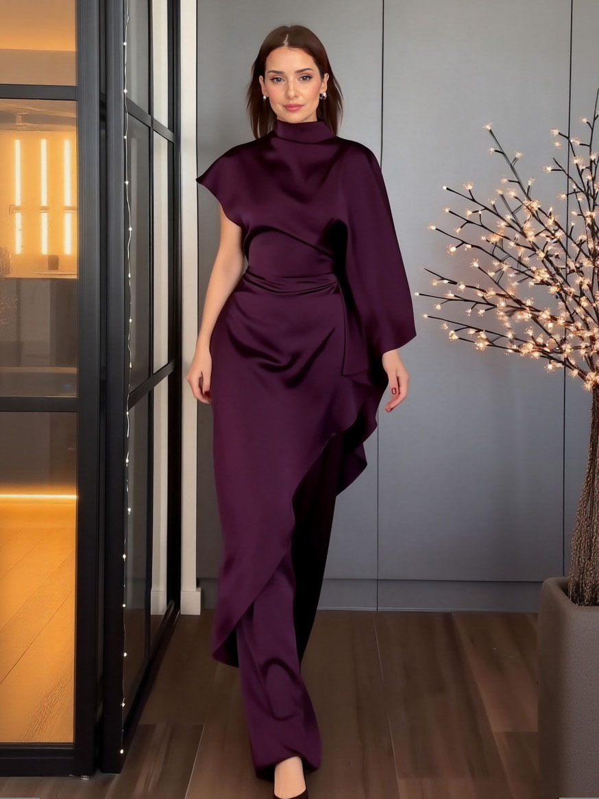 Elegant Satin Irregular Top Two-piece Set