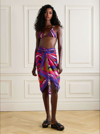 Geometric Print Triangle Bikini Set