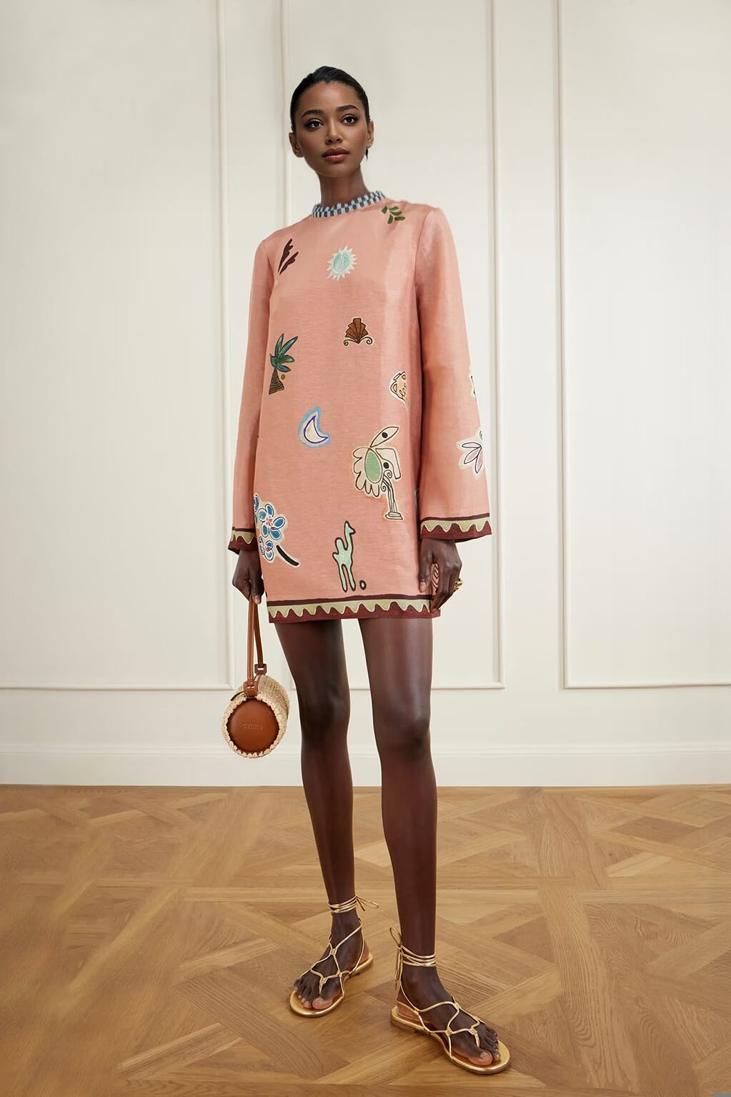 Fashionable Printed Linen Mini Dress