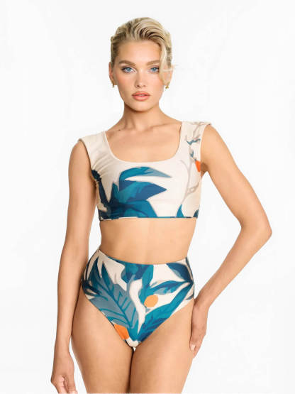 Sexy Tropical Leaf Print Bikini Set