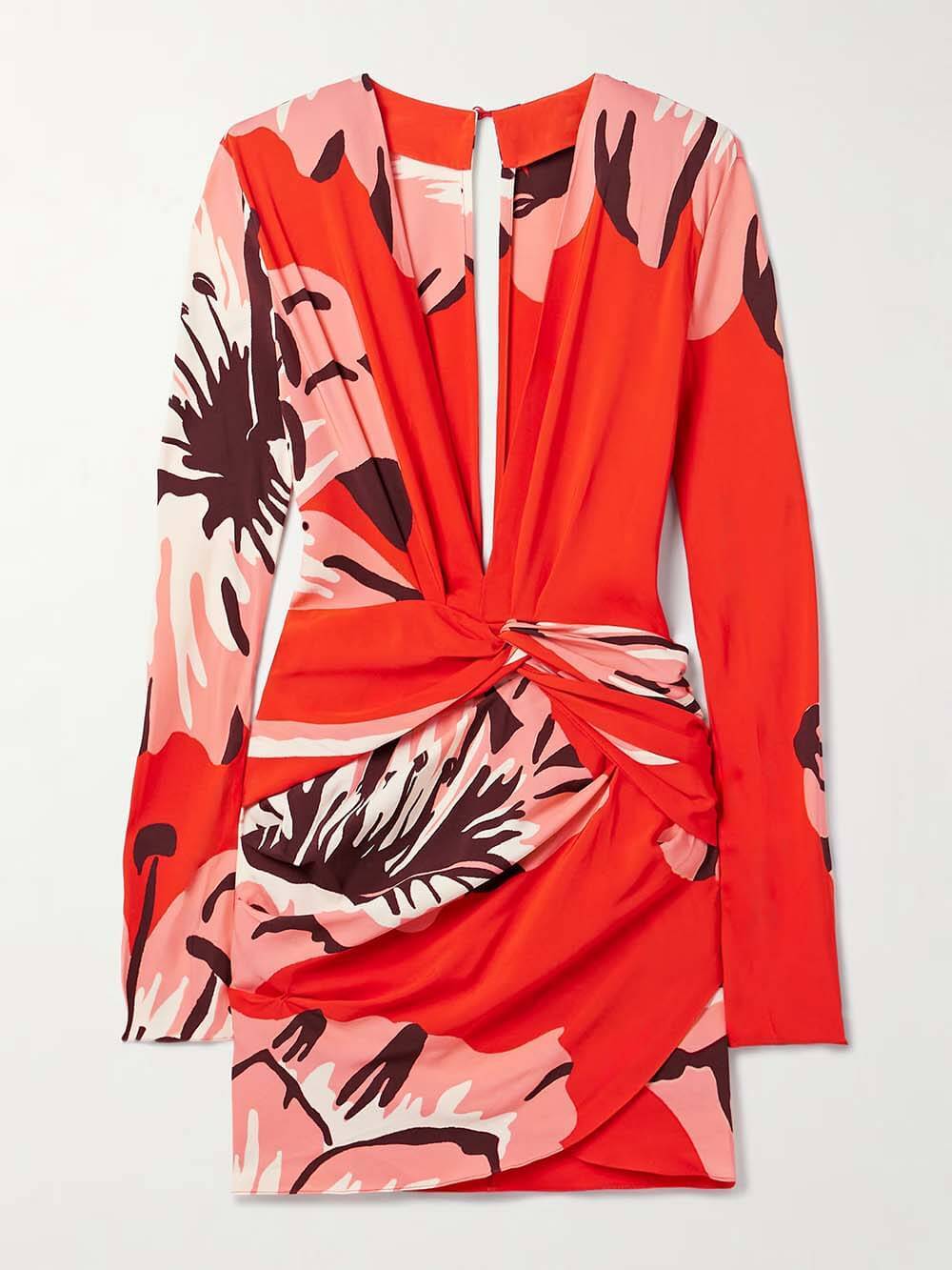 Classic Twist Floral Print Mini Dress