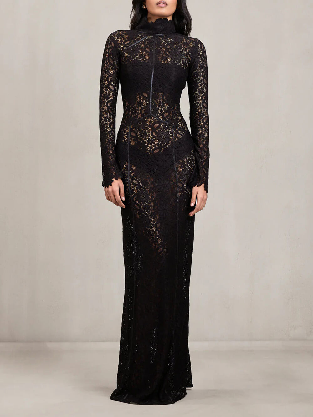 Elegant Cutout Lace A-Line Maxi Dress