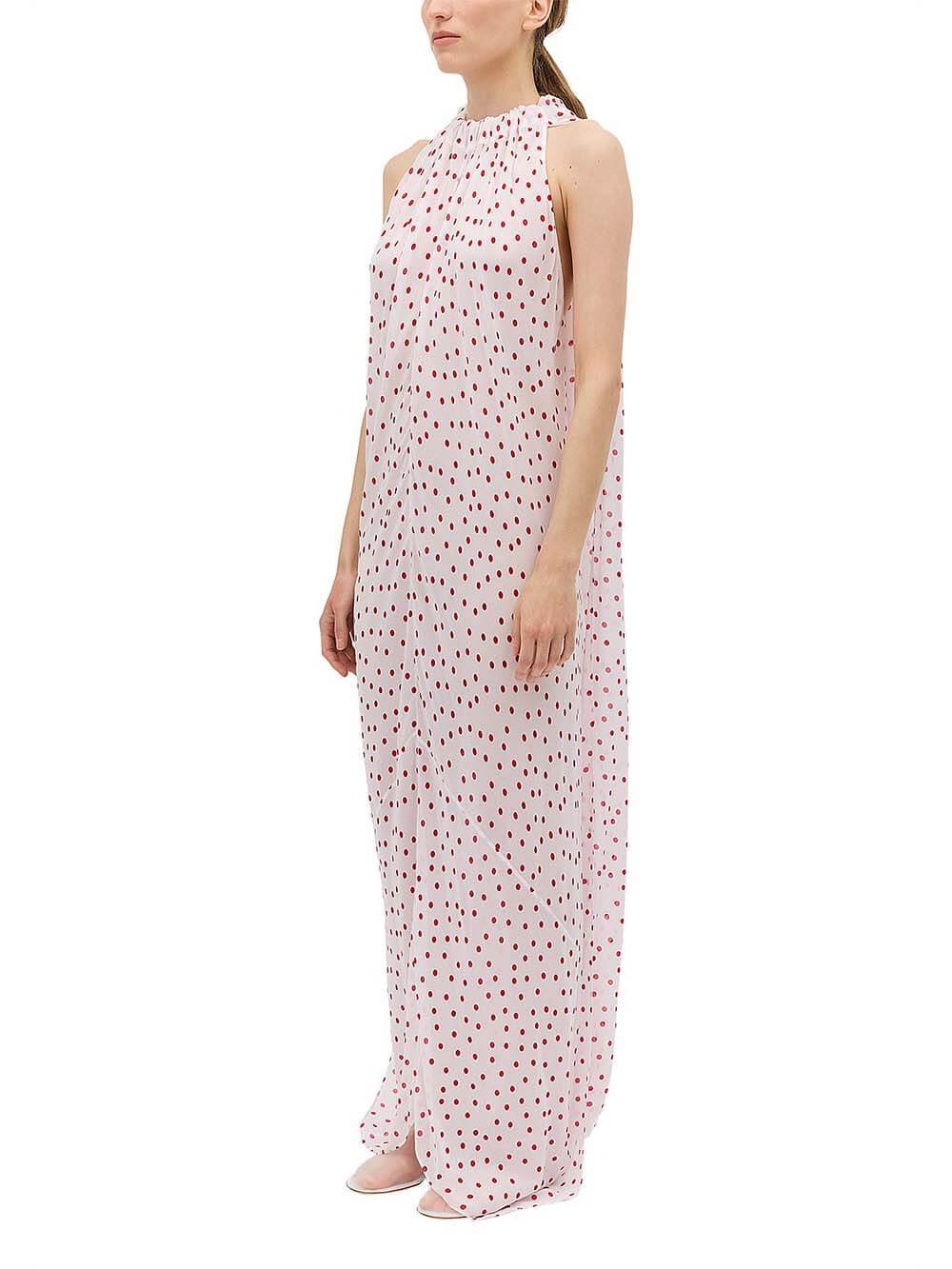Unique Red Polka Dot Chiffon Maxi Dress