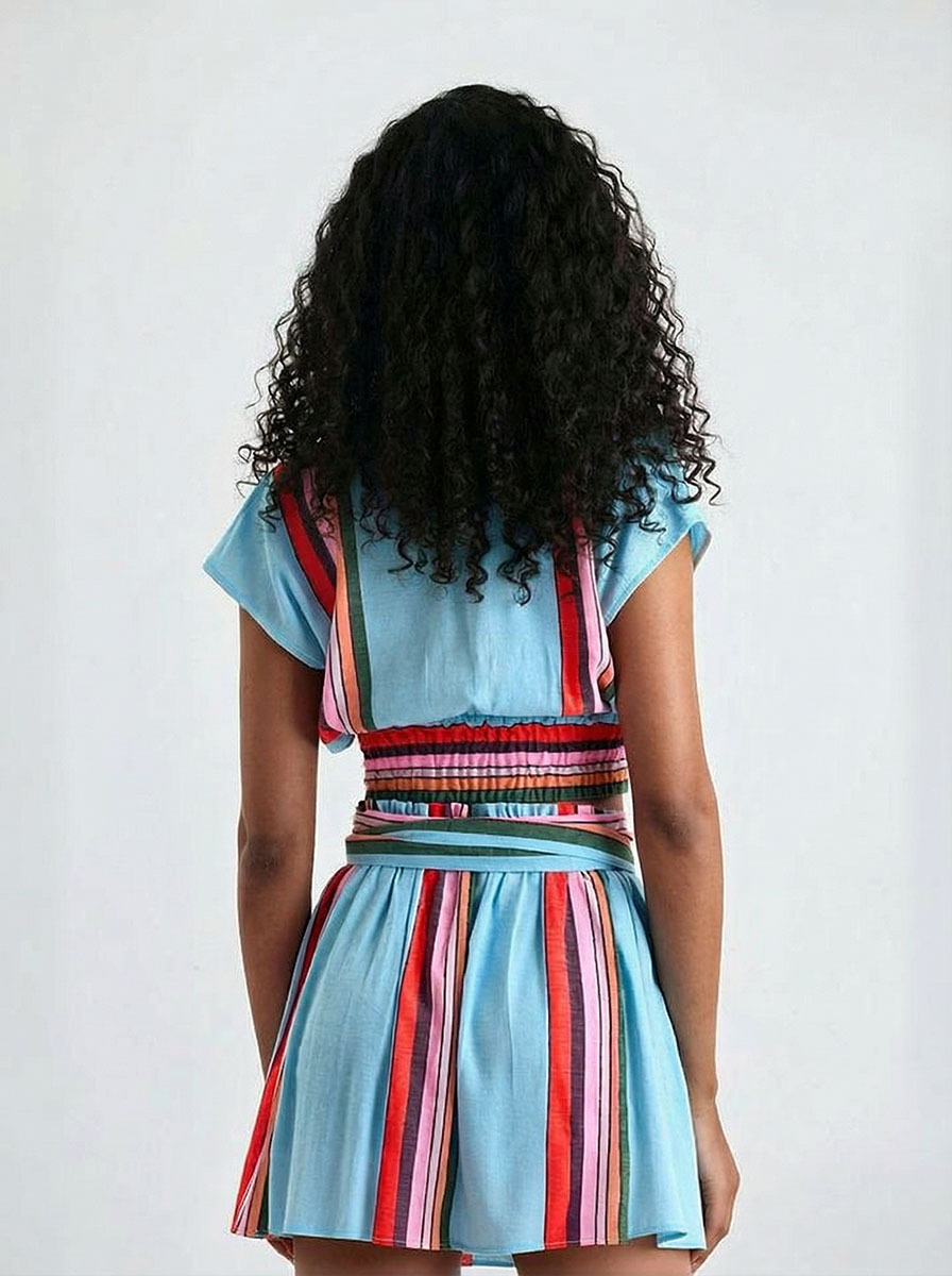 Casual Striped Print Top & Skirt Two-piece Set